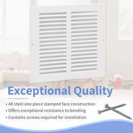 Howeall 8"W x 8"H [Duct Opening Size] Steel Return Air Grille, Air Return Vent Cover for Ceiling and Sidewall - HVAC Air Vent Covers - [Outer Dimensions: 9.75"W x 9.75"H]