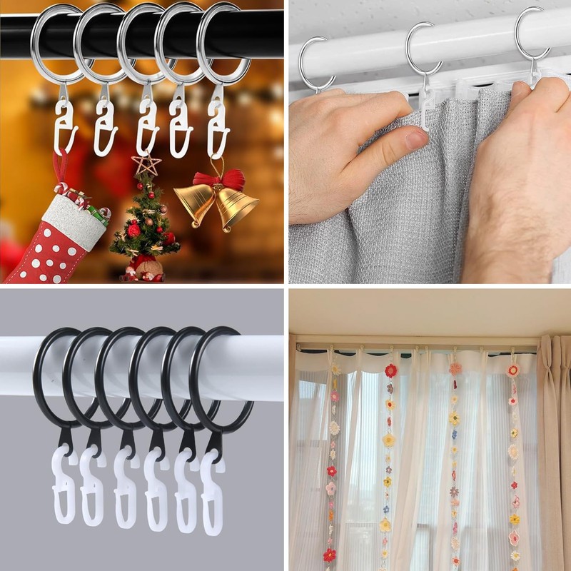 VACUBXBY 150 Pack Curtain Hooks Plastic White, Premium Drapery Hooks