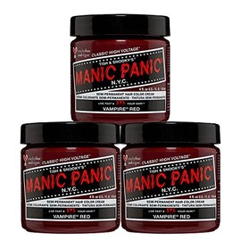 Manic Panic Vampire Red Classic Creme, Vegan, Cruelty Free, Semi Permanent Hair Dye 3 x 118ml
