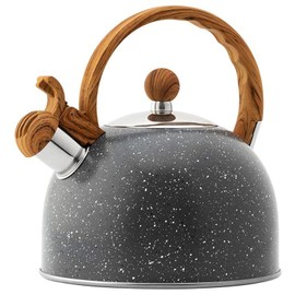 Webao Tea Kettle Whistling Kettle Induction 2.5 L Stainless Steel Kettle with Wood Grain Handle for Water Tea Coffee Stone