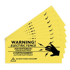 AIEX 8 Pieces Electric Fence Warning Signs 10 x 4 Inch Plastic Caution Danger Signs No Touching Or Climbing Sign For Danger Electric Fence Sign Farm Home