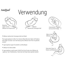 Amilian® Cushion Cover for Pregnancy Pillow, Positioning Pillow, Relaxing Pillow, Feather Grey, Type A