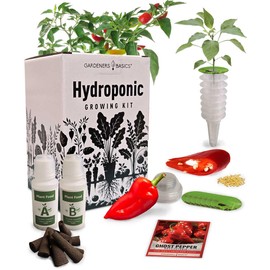 Ghost Pepper Hydroponic Growing Kit - Grow Your Own Bhut Jolokia Peppers - Non-GMO Heirloom Seeds, Complete Indoor Hydroponic Grow Kit, Hot Chili Gardening Gift for Spicy Lovers, Easy to Grow & Plant