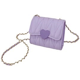 Plus Nao Shoulder Bag, Pochette, Kids, Kids' Bag, Cross-body Shoulder Bag, Faux Leather, Mini Bag, Heart Chain, purple