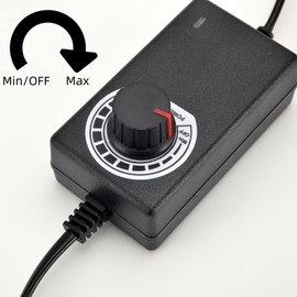 12V PC Fan Speed Controller, Fan Power Supply 100-240V AC to 3-12V DC 36W Adjustable, with Fan Splitter Cable 4X 3pin or 4pin Connector AC DC Adapter