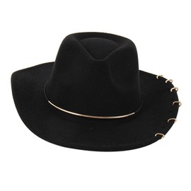 Colaxi Cowboy Hat Cap Summer Big Brim Sunhat Women Men Props Versatile Cowgirl Hat Jazz Hat for Outdoor Carnival Party Winter Autumn, Black