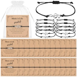 24 Set Music Gifts Bulk Musical Note Bracelets with Inspirational Cards Graduation Gifts for Music Lovers Musician Accessories Choir Appreciation Gift Musical Party Favors for Musician Choir Teacher Students