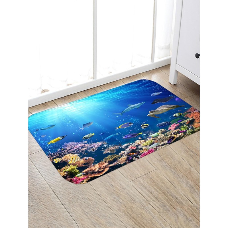 goodbath Memory Foam Bath Mat,Non Slip Bathroom Mat, Underwater Ocean
