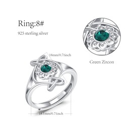TRISHULA Daisy Rings 925 Sterling Silver Adjustable Green CZ Rings Birthday Christmas Jewelry Gifts for Girls Women