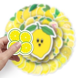 50 PCS Stickers for Lemon Water Bottle|Vinyl Waterproof Sticker for Laptop Skateboard Phone Car Decals for Teens Adults Decor (Lemon Stickers)