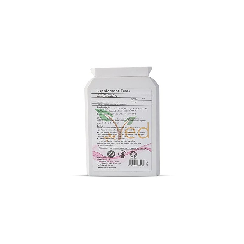 Ved's Extra Strength Magnesium Casules| Natural Food Supplement | 500