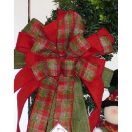 Handmade 10 " PLAID WIRED BOW DOOR WREATH SWAG GARLAND MAILBOX FENCE POST # 49