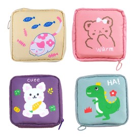 Pack of 4 Mini Purse Pouches, Portable Coin Bag, Cosmetic Bag for Girls, Change, Lipstick, Keys, Small Object (4 Styles), Y020-143, Pink, Yellow, Purple, Green, Pink, yellow, purple, green, NO