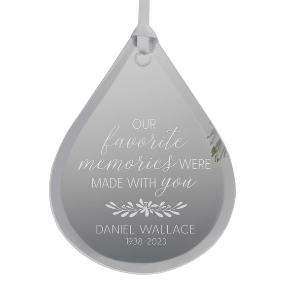 Personalization Universe Teardrop Engraved Glass Ornament