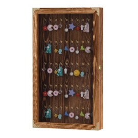 tonchean Keychain Display Case Wall Cabinet Fishing Lures Baits Display Case Pocket Watches Display Case, 24.4in(H) x14.2in(Wx2.6in(D), Brown
