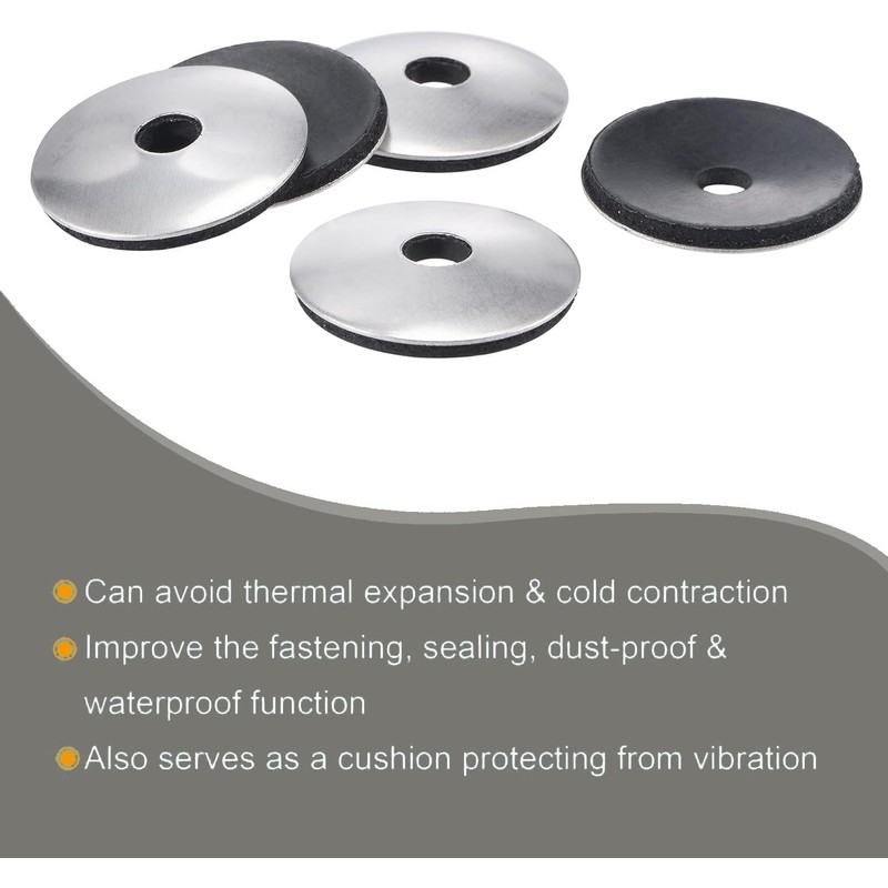 TOP-VIGOR 100Pcs EPDM Bonded Sealing Washers, 5.5mm ID 16mm OD