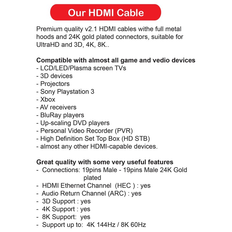 Altus HDMI 4K Male-to-Male Cable (HDMI Premium 4K 1m)