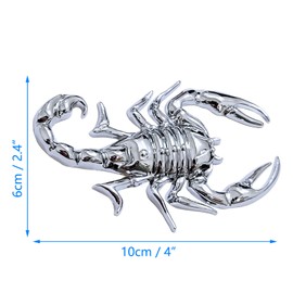 2PCS Car 3D Scorpion Metal Sticker Waterproof Anti-Rust Car Motorcycle Body Decorative Decor Badge Emblem (Silver)