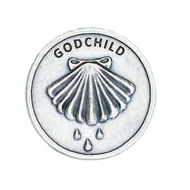 Needzo Catholic Silver Tone Godchild Baptism Keepsake Pocket Token, 1 1/8 Inch