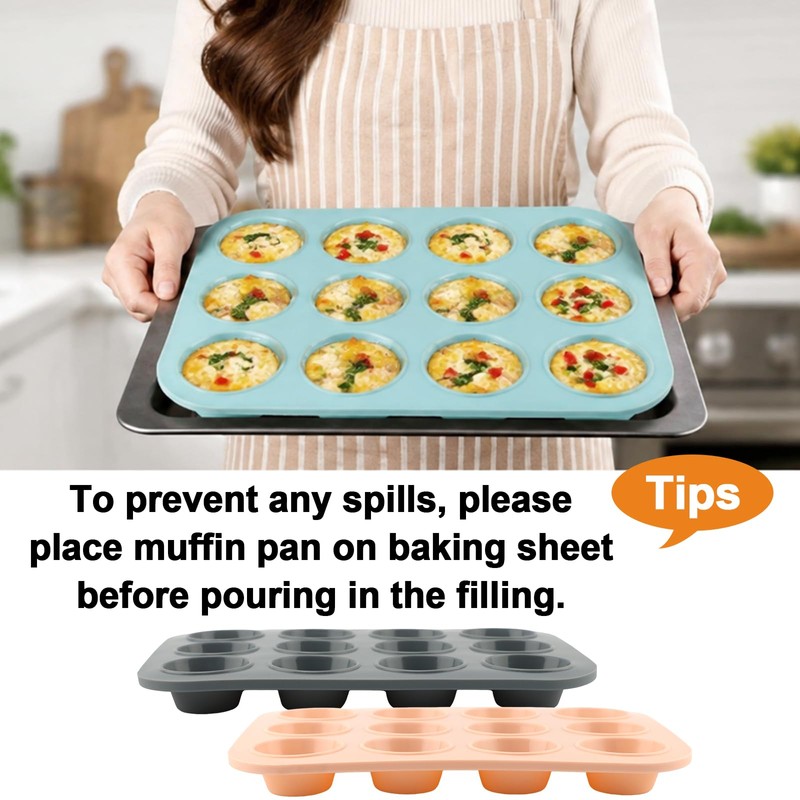 3‑Pack 12‑Cup Mini Silicone Muffin Pan, Non‑Stick Mini Cupcake Baking