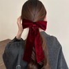 5.5in Burnt Orange Wine Red Velvet Long Tail Hair Bow