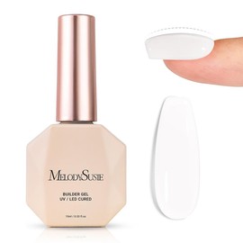 MelodySusie Milky White Builder Nail Base Gel for Nails Thickening, Soak Off UV Extension Gel, Rhinestone Nail Glue for Nail Art Design Salon DIY Manicure at Home Gift for Women-001