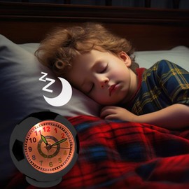 Edillas Wecker Kinder Jungen Mädchen,Wecker Geräuschlos Ohne Ticken fußball förmige Wecker mit Licht Schlummerfunktion Batteriebetriebene Wecker Schlafzimmer Nachttisch Tischplatte Tischuhr