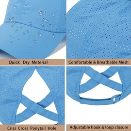 Criss Cross Hat Washed Distressed Baseball Cap Ponytail Hat High Messy Bun Ponycap for Women Quick Drying