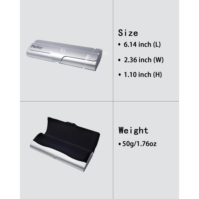Philley Aluminum Ultra-Light Eyeglasses Case Hard Shell Nearsighted Glasses Case