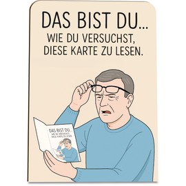 Lustige Geburtstagskarten für Männer: Versuchst zu lesen Mann Holzkarte - Geburtstagskarte - Lustige Geburtstagskarte, Witzige Geschenke für Männer, Lustige Karten, Lustiges Geschenk für Männer