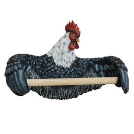 Grand Rooster Kitchen Wall Black Paper Towel Holder | Rustic | Chicken | Hanging Paper Towel Holder Display | Wall Mounted Paper Towel Rack | Farm | Farmhouse | Kitchen | Country Home Decor Accent