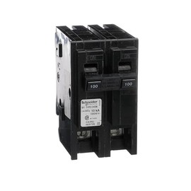 Schneider Electric - Homeline Mini Circuit Breaker, 100A, 2 Pole, 120/240VAC, 10kA AIR, Standard Type, Plug-in, UL, HACR Rated Breaker Application, Screw Clamp Terminal Electrical Connection