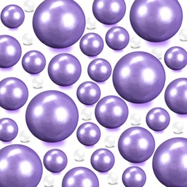 120Pieces Floating NO Hole Pearls Beads for Vases and 500 PCS Water Beads,Vase Fillers for Home Decor,Makeup Brush Beads,Pearls Vase Centerpiece for Vase Party Table Wedding 8/14/20mm(Light Purple)