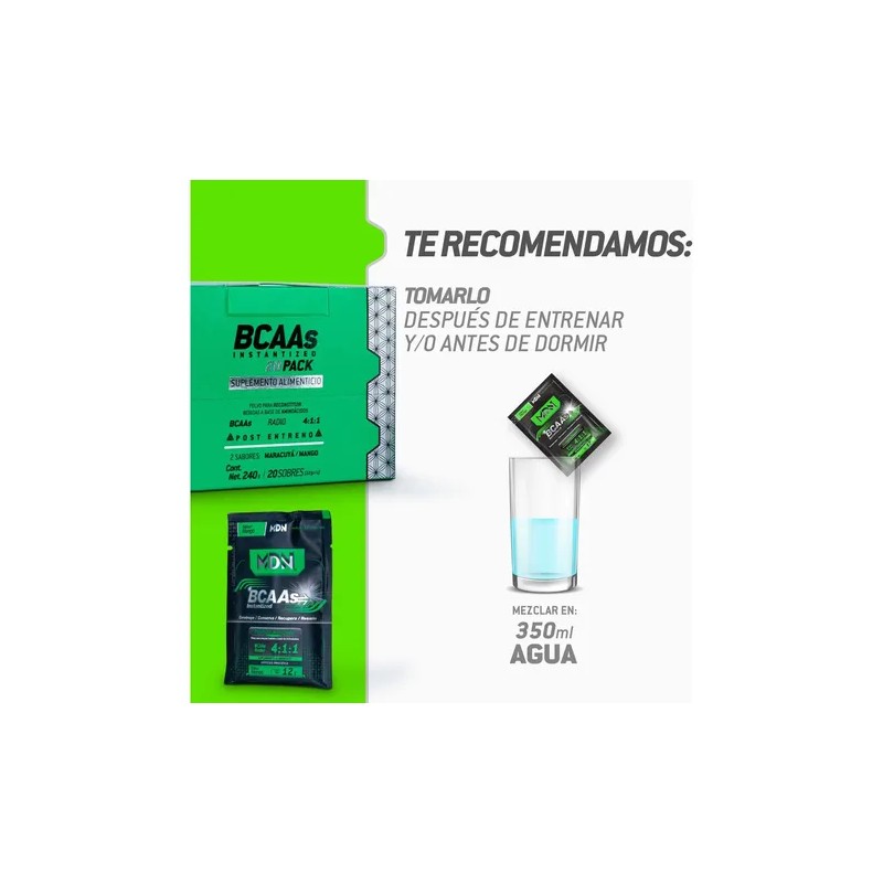 Aminoácidos Bcaa, 20 Pack 2 Sabores, 8g Bcaas + Beta-alanina