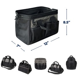 Olympia Tools Bag 12 Inch, Heavy Duty Tools Bag with 4 Large Pockets, Adjustable Shouder Straps and 600D Reinforced Material