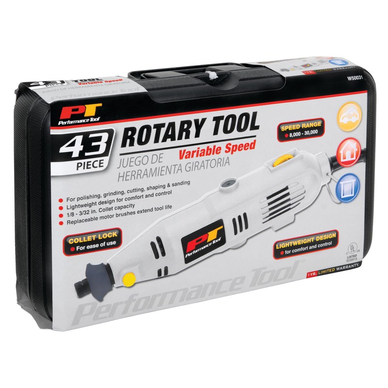 Performance Tool W50031 43pc Advanced Multi-functional Rotary Tool Kit with