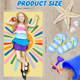 HunnmingRe Kids Beach Towels Girls Boys Cute Beach Towel 50 x 30 Inch Absorbent Quick Dry Microfiber Pool Bath Supplies for Kids Party Swimming Camping(Colorful,Cute Sun)
