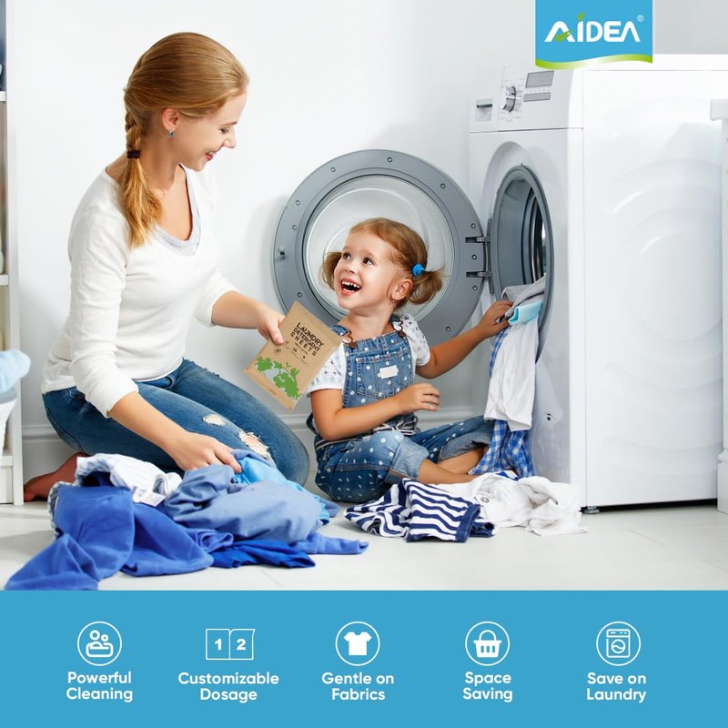 AIDEA Laundry Detergent Sheets, Unscented-(200 Loads) 100 Sheets, Laundry Sheets