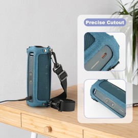 TXEsign Travel Carrying Case for JBL Flip 5 Portable Bluetooth Speaker, EVA Case Replacement Protective Cover w Shoulder Strap for JBL Speaker (Blue)