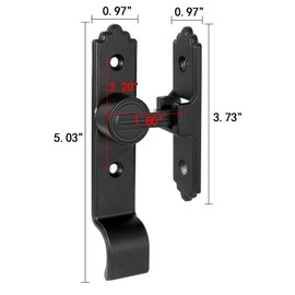 INIRET 90 Degree Black Barn Door Lock, Flip Gate Latch with Handle, Heavy Sliding Door Latches, Door Security Sliding Latch Lock for Cabinets, Bathroom, Garden, Window, Garage