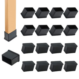 Suiwotin 24PCS PVC Rectangle Rubber Chair Leg Tips Caps, 30mm x 15mm Table Foot Caps Black Furniture Foot Table Chair Leg End Cap, Anti-Slip Chair Leg Floor Protectors, Black