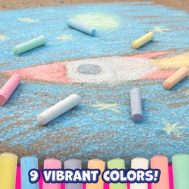 READY 2 LEARN Jumbo Sidewalk Chalk | Set of 20 | 9 Colors | Washable and Non-Toxic | Bulk Set of Chalk for Kids