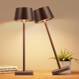 YIBEN 2Pack Cordless Table Lamps Rechargeable,Battery 6000mAh LED Portable Lights for Outdoor/Patio/Restaurant/Indoor Desk Lamp - IP54 Waterproof 3 Colors Stepless Dimming (2pack Coffee)