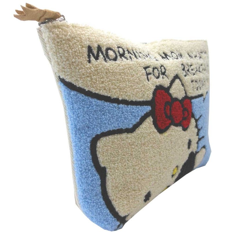 アルディ HelloKitty ハローキティ サガラ刺繍 もこもこパイル地ポーチ/クラッチバッグ 約27×17.5cm HKP4-1・ブレックファースト