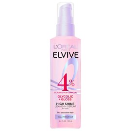 L'Oreal Paris Elvive Glycolic + Gloss High Shine - Suero para el cabello sin enjuague, suaviza el cabello opaco y poroso en cabello brillante y de alto brillo, 4.4 onzas líquidas