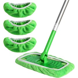 Reusable Mop Pads Compatible with Swiffer Sweeper Mop, Wet and Dry Floor Cleaning Mop Head Pads Refills, Washable Mop Pads for Surface/Hardwood Floor Cleaning, 3 Pack(Mop is Not Included)