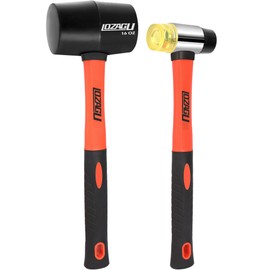LOZAGU 2-Pack Rubber Mallet Hammer Set, 16oz & 35mm Rubber Mallet Hammer Tool, Rubber Mallet for Flooring, Tent Stakes, Woodworking, Camping, Crafts, Jewelry Wood Rubber.