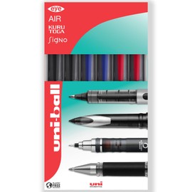 uni-ball AIR - 0.7mm Medium Rollerball - UBA-188-L - In Gift Box Packaging (Pack of 6, Black, Blue, Red)