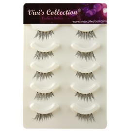 Vivis 5 Pairs Half False Corner Eyelashes Natural Handmade Wispy Clear Soft Band Black Fake Eye Lashes V318