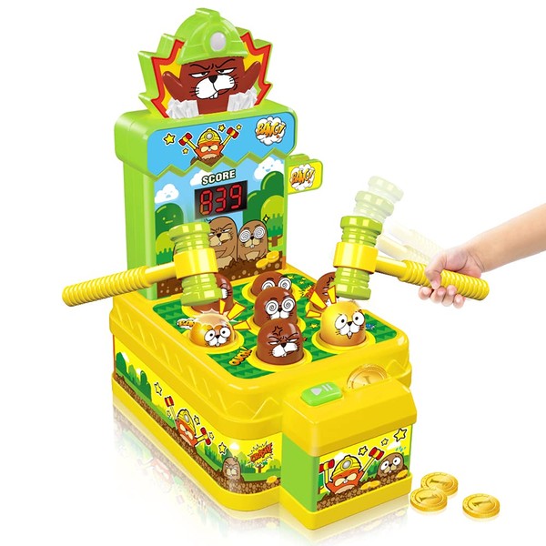 VATOS Whack Game Toy with Mole,Mini Electronic Arcade Game,Pounding Bench
